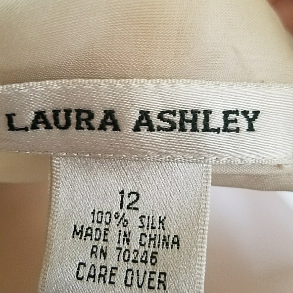 LAURA ASHLEY SHEER EMBROIDERED SILK SHIRT - Picture 8 of 8